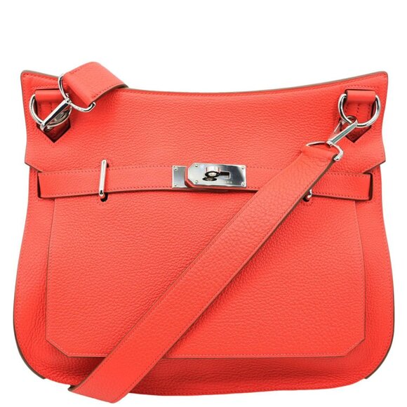 HERMES  Jypsiere 31 Taurillon Clemence Leather Messenger Bag Orange - Picture 1 of 12